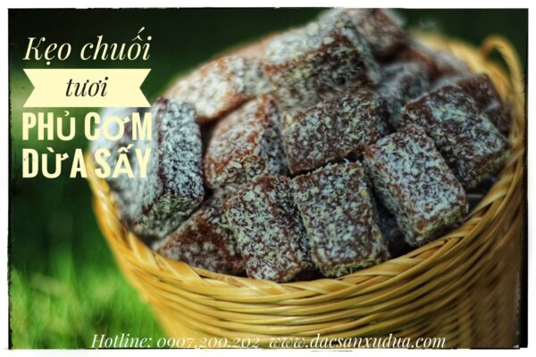 Kẹo chuối tươi phủ cơm dừa sấy